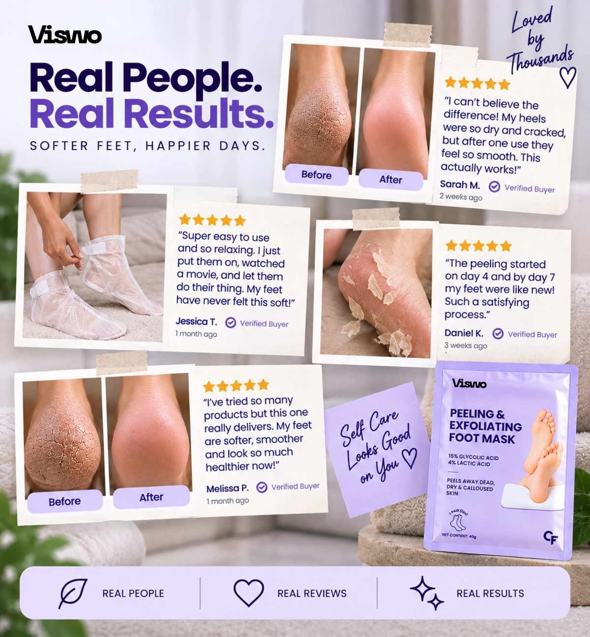 Foot Peeling & Exfoliating Mask for Dry, Calloused Feet