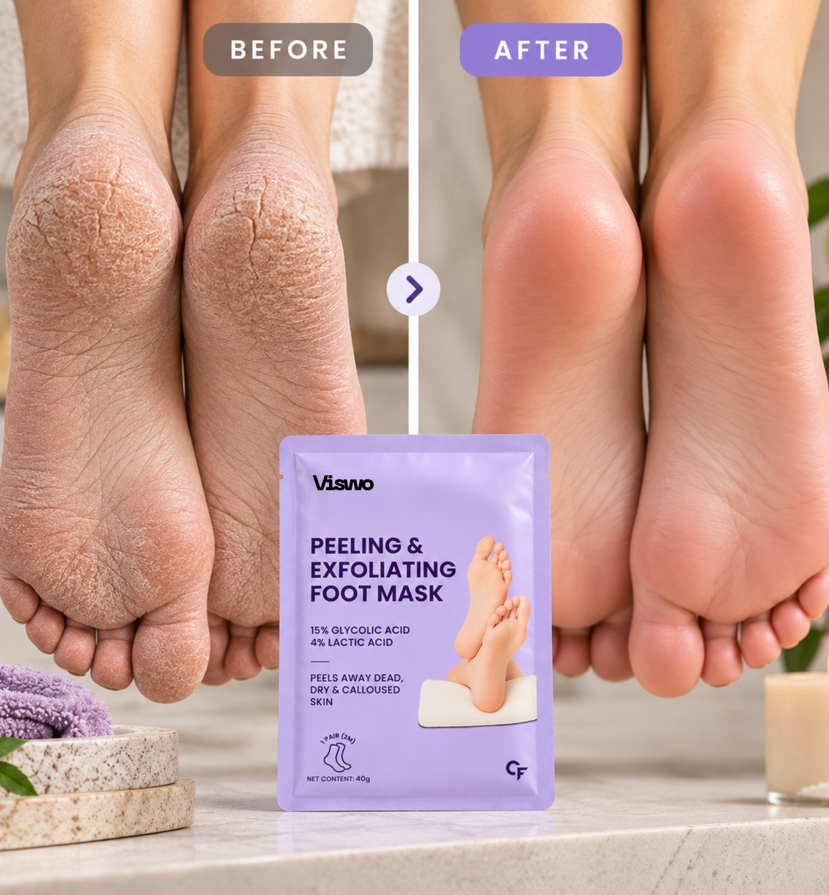 Foot Peeling & Exfoliating Mask for Dry, Calloused Feet